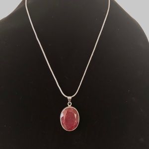 Ruby & Silver Pendant Necklace
